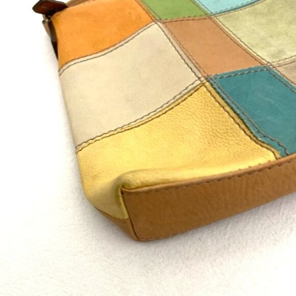 Fossil Crossbody Bag Shoulder Purse Brown Leather Patchwork - Picture 8 of 13